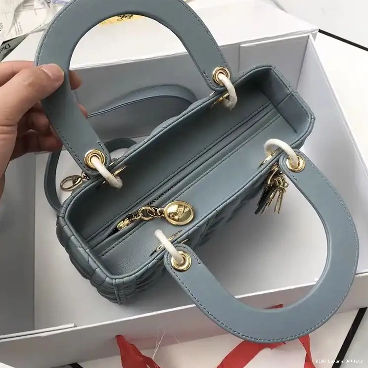 Cheap Sky Dior Gold Bag Blue Lambskin Medium Cannage Lady 0422 Luxury